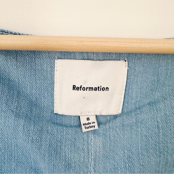 Reformation Sebastien Denim Midi Dress Blue - Picture 8 of 9